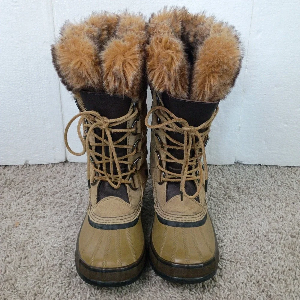 Sorel Womens Size 7 Joan of Arctic Waterproof Suede Winter Snow Boots Tan